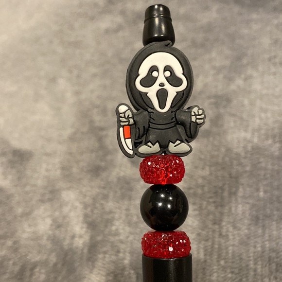 Halloween Ghost Face Scary mask Black/Red Pen Writing Stationary - Picture 2 of 2